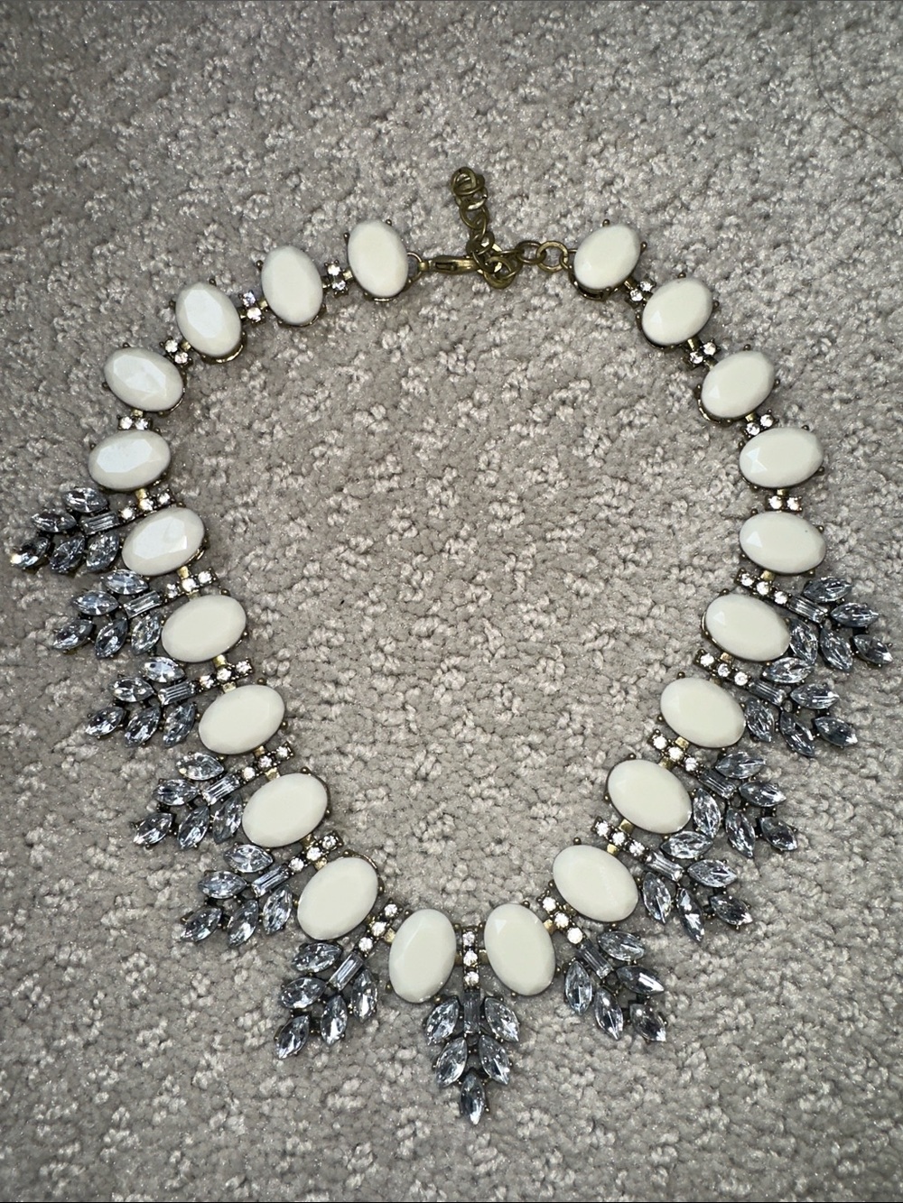 Wore once! J. Crew Elegant White and Silver Statement Necklace